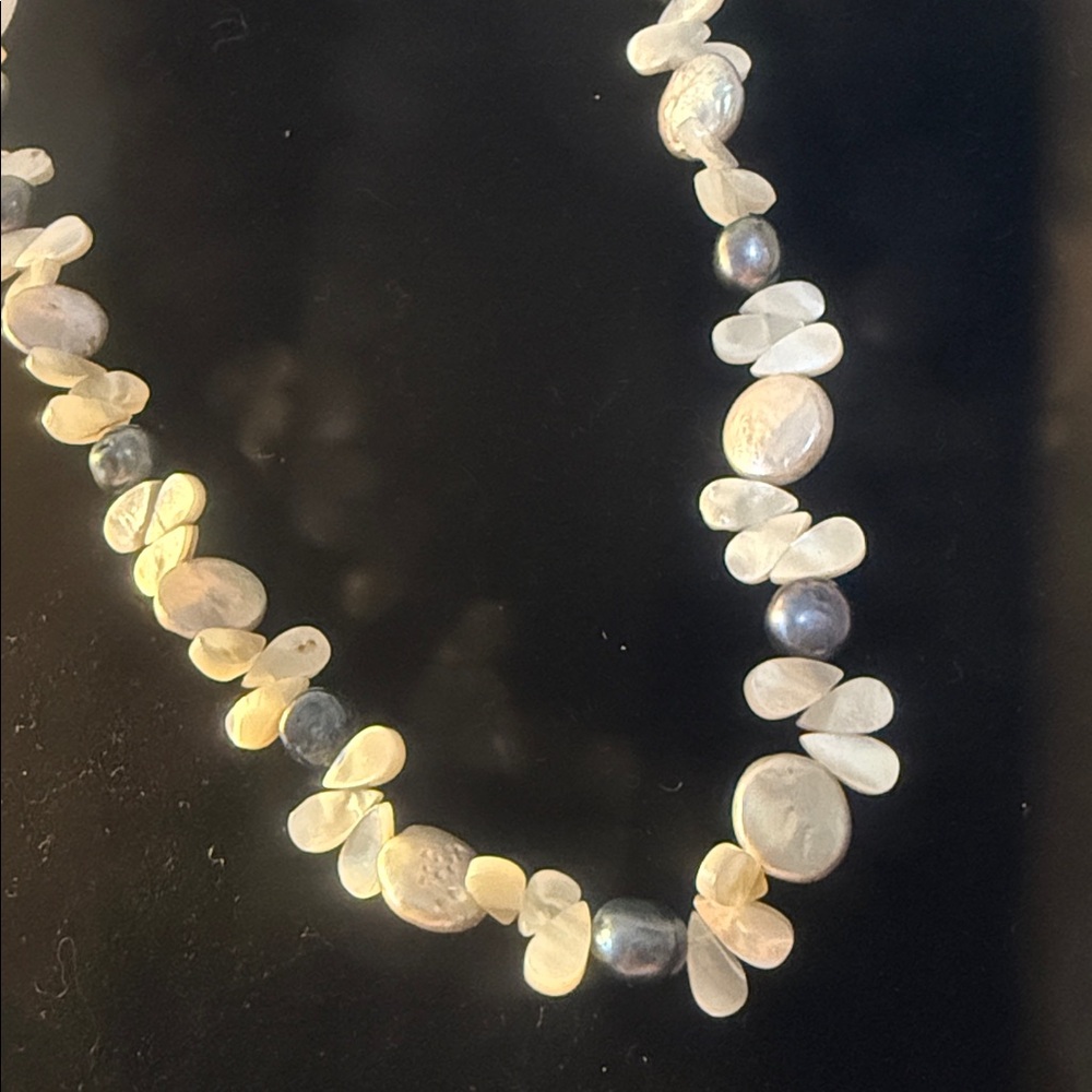 White, black and grey pearls 17 “ newely strung
